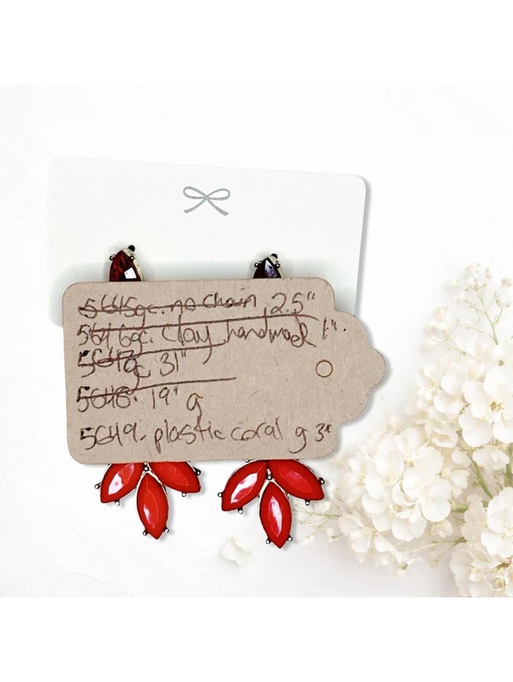 5649gc. Coral Goldtone Bling Earrings - Picture 4 of 4